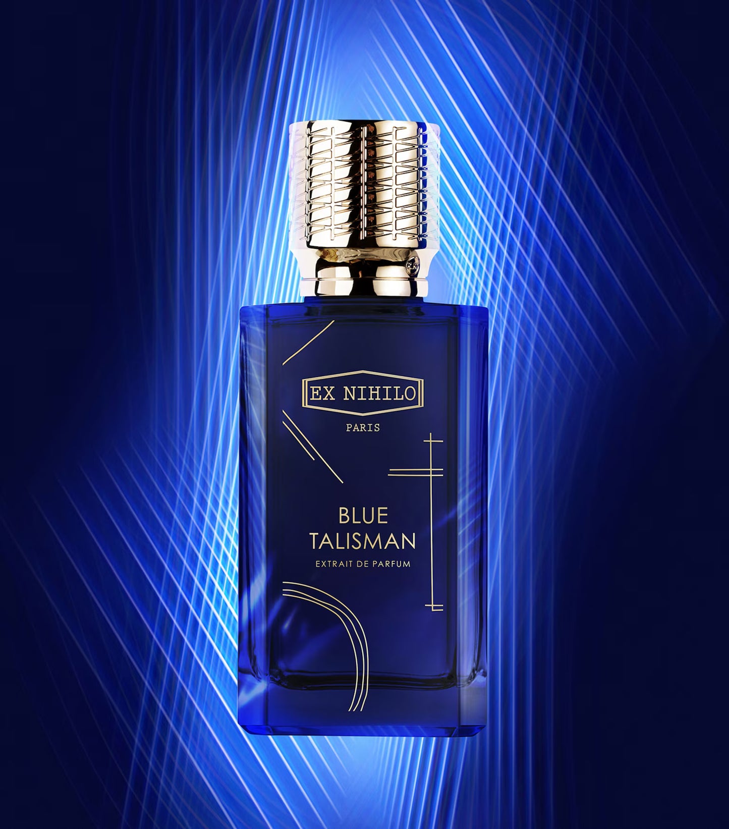 Ex Nihilo Blue Talisman Extrait fragrance notes featuring bergamot, mandarin, pear, orange blossom, Georgywood®, Ambrofix™, and musk